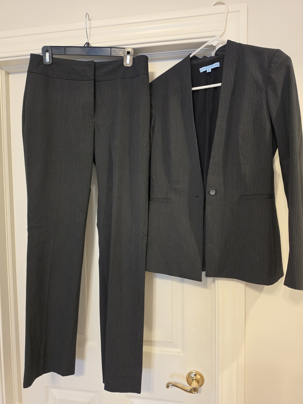 ANTONIO MELANI Charcoal Pinstripe Women's Pant Suit